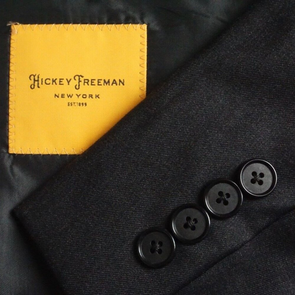 Hickey Freeman CURRENT Loro Piana Tasmanian S150s Wool 2 Pc Suit Jacket Pant 41L
